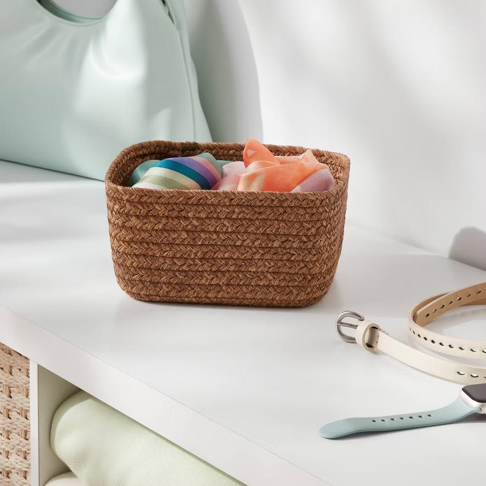Small Natural Woven Basket - Image 5
