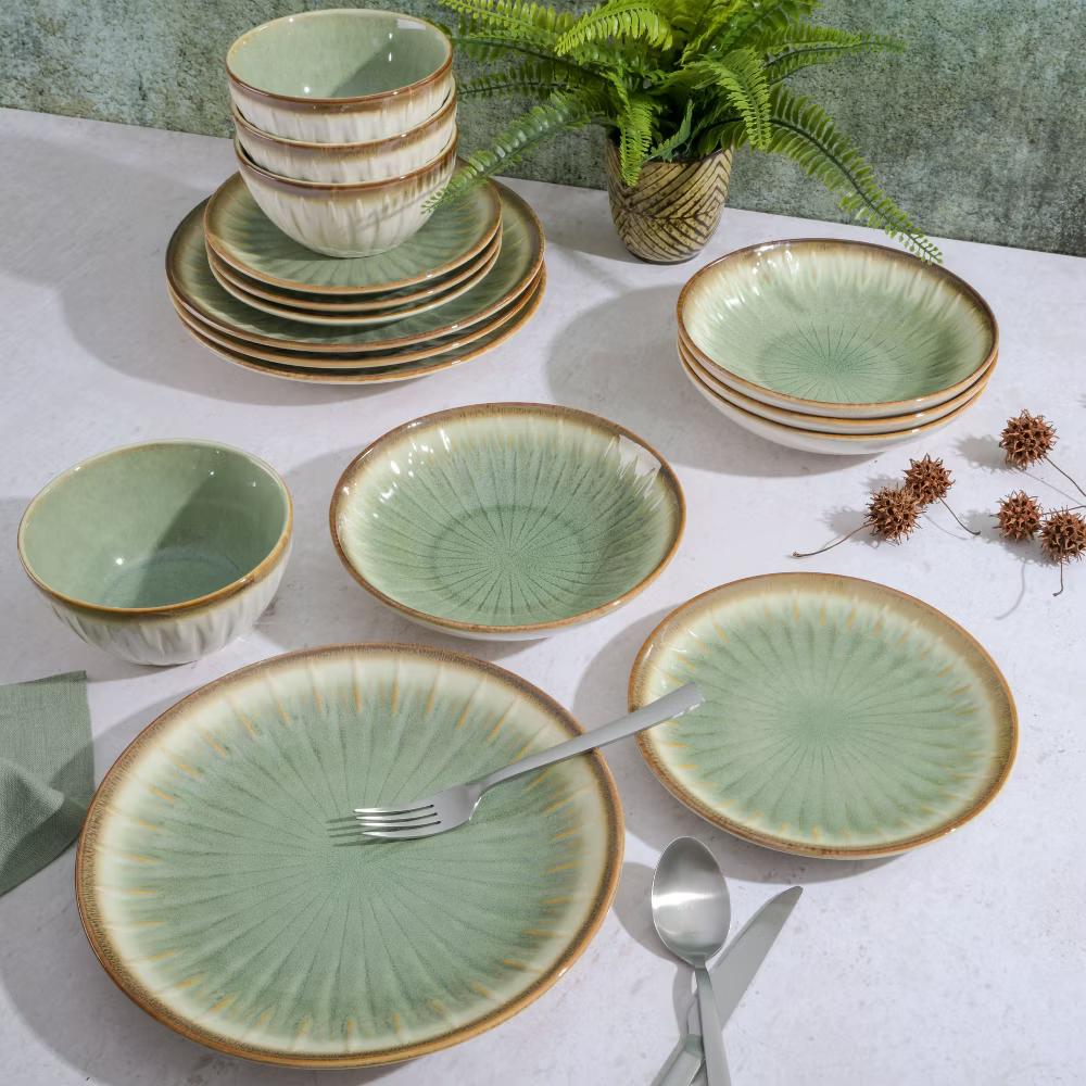 Mayfair Bay 16-Piece Embossed Double Bowl Reactive Dinnerware Set - Image 3