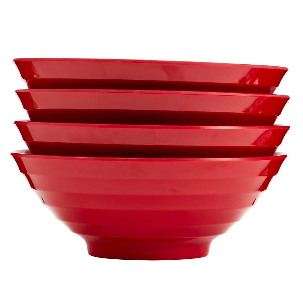 Infuse 4pc 8" Melamine Ramen Bowls Red - Image 4