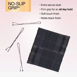 No-Slip Grip Bobby Pins - Matte Black - All Hair - 45pcs