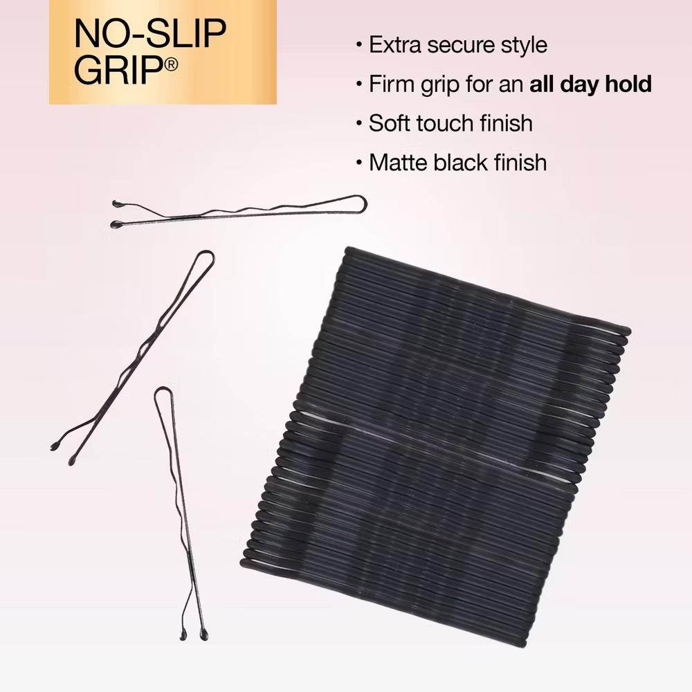 No-Slip Grip Bobby Pins - Matte Black - All Hair - 45pcs