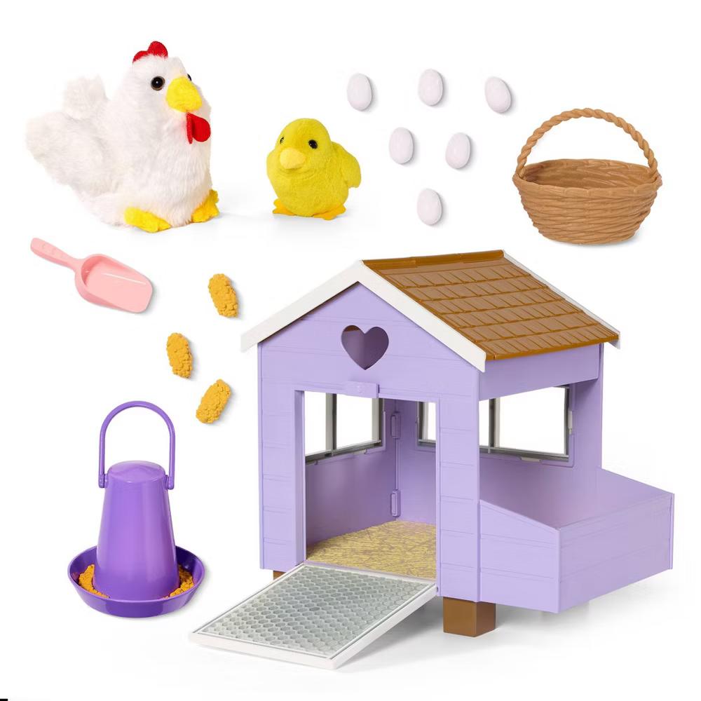 Chicken Coop Playset with Pet Baby Chick & "Egg-Laying" Chicken Plushie Accessories for 18" Dolls - Image 2