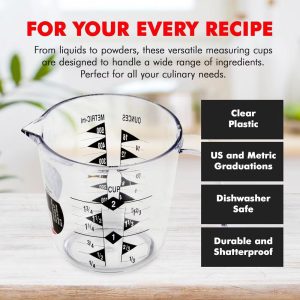 2 Cup Capacity Clear Plastic Measuring Cup with Pour Spout & Handle