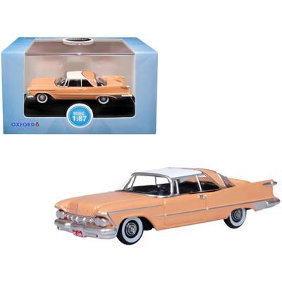 1959 Chrysler Imperial Crown 2 Door Hardtop Persian Pink with White Top 1/87 (HO) Scale Diecast Model Car