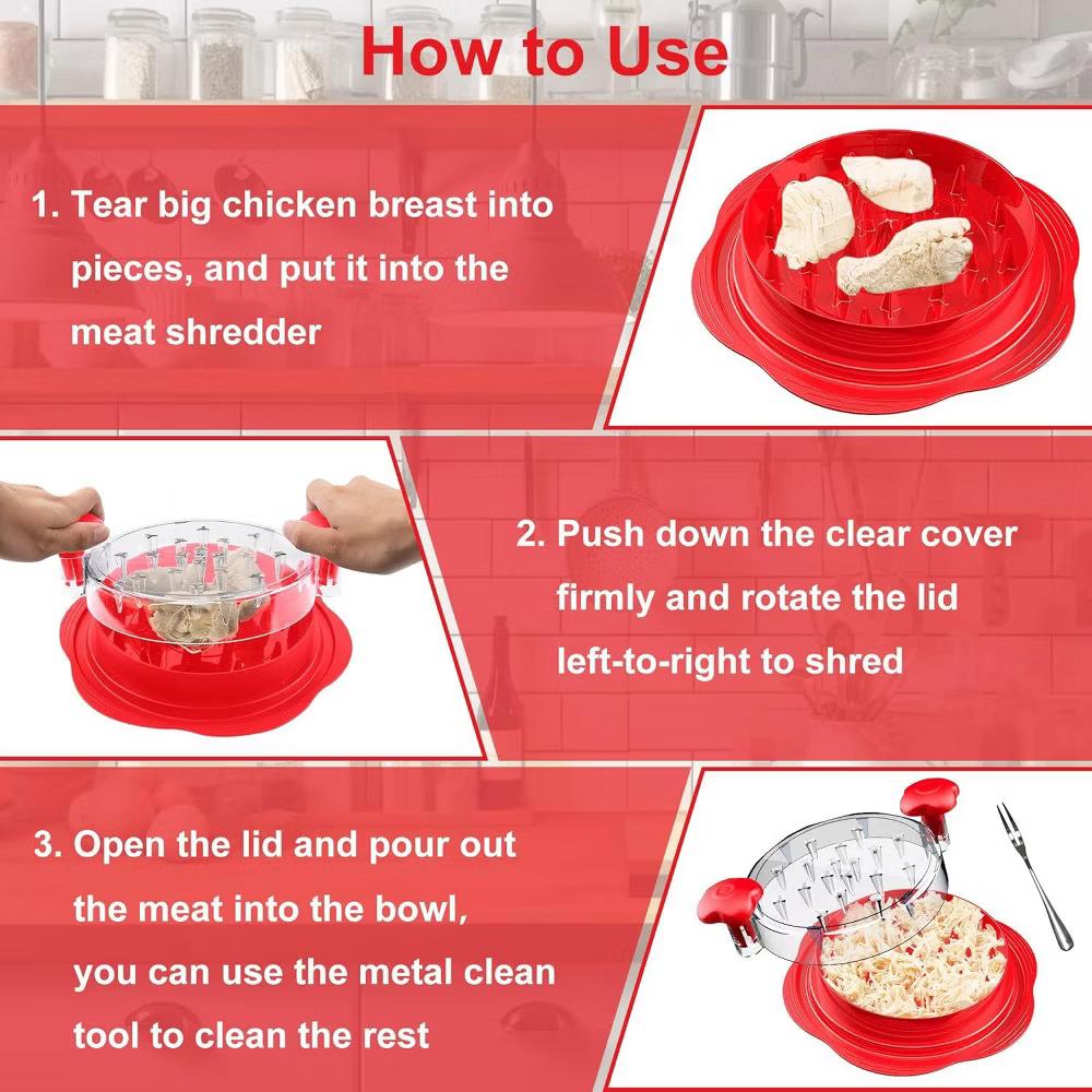 Maison Large Chicken Breast Shredder Tool Twist Black Orange & Red - Image 20