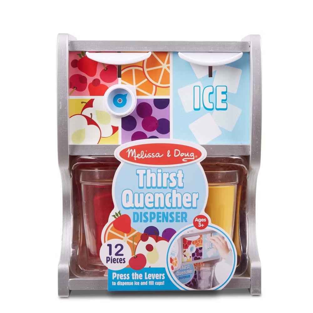 Thirst Quencher Wooden Drink Dispenser Pretend Play Set With Cups, Juice Inserts, Ice Cubes - Image 5
