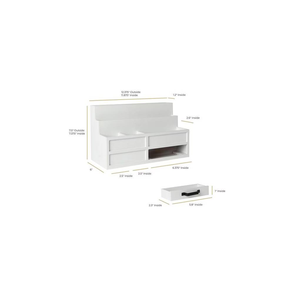 Blu Monaco Wood Mail Organizer with Drawer & Pen Holder - Image 25