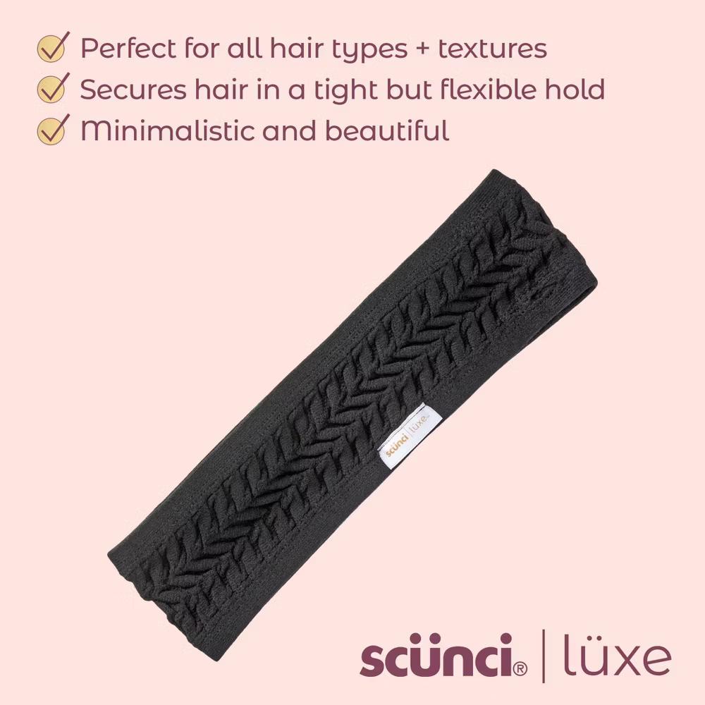 lüxe Soft Textured Hosiery Headwrap - Black: For All Hair Types, Nylon, One Piece - Image 4