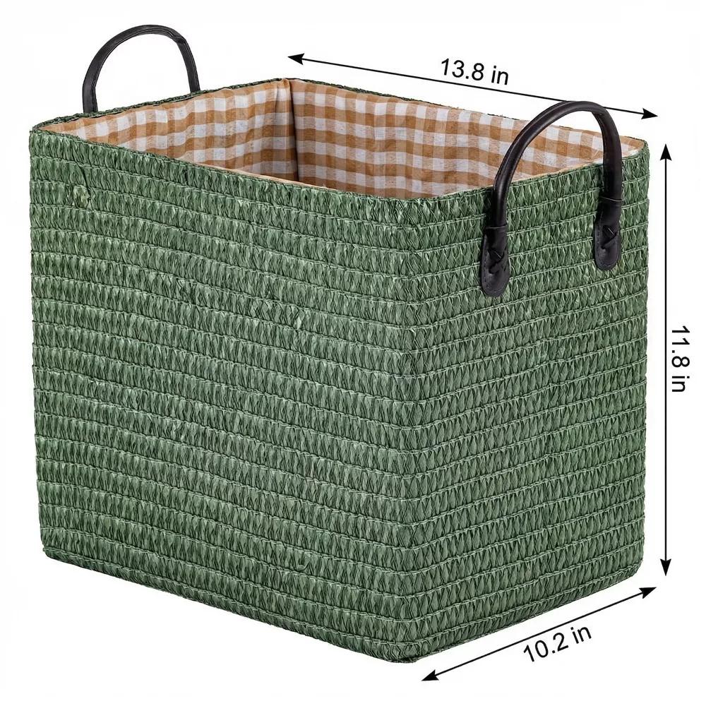 Woven Storage Basket for Clothes Shoes Organizer Bin with Handles - Image 46