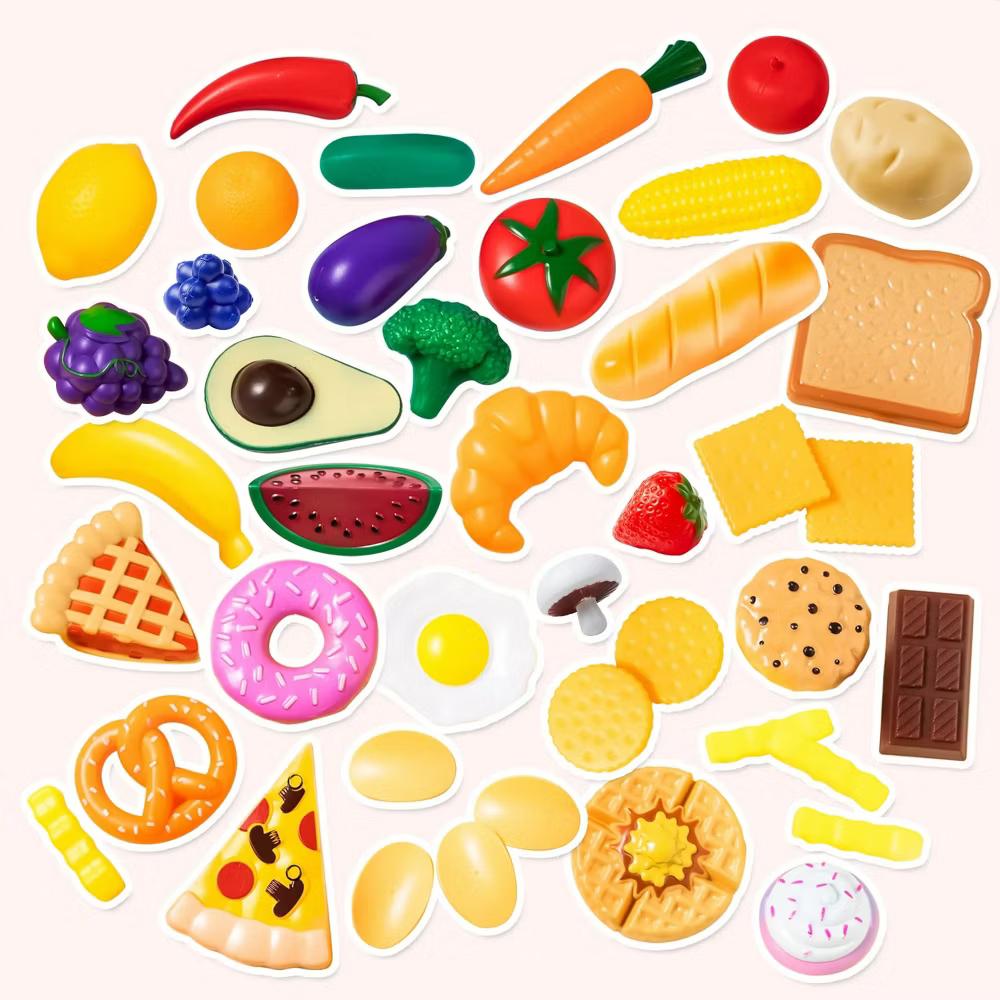50Pcs Kids Play Food Toys, Learning Toy,Pretend Play Kitchen Toys, Dinnerware, Dummy Fruits, Vegetables, Easter Birthday Gifts for Kids Toddlers - Image 8