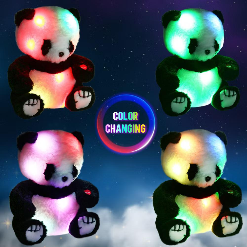 LotFancy Panda Stuffed Animal, 8 in Panda Bear Plush Toy with LED Light, Gift for Girls, Boys, Kids - Image 3