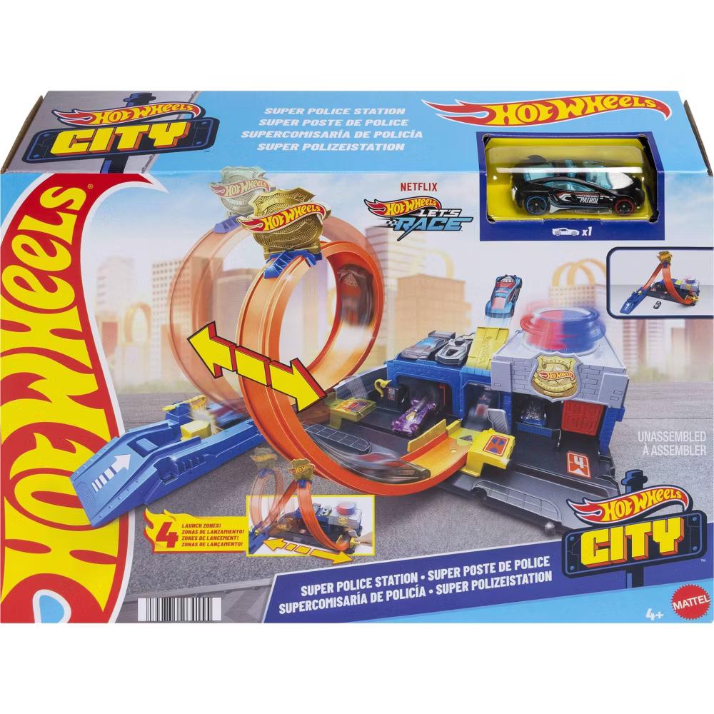 City Super Police Station Playset with Police Toy Car & Adjustable Track Loop 1:64 Scale - Image 6