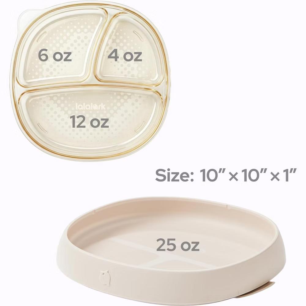 2PCS Baby Divided Dishes Plates with Suction Base for 0-3 Years Old Toddler BPA Free Non-Toxic PPSU Food Grade Silicone Microwave Oat Milk - Image 7