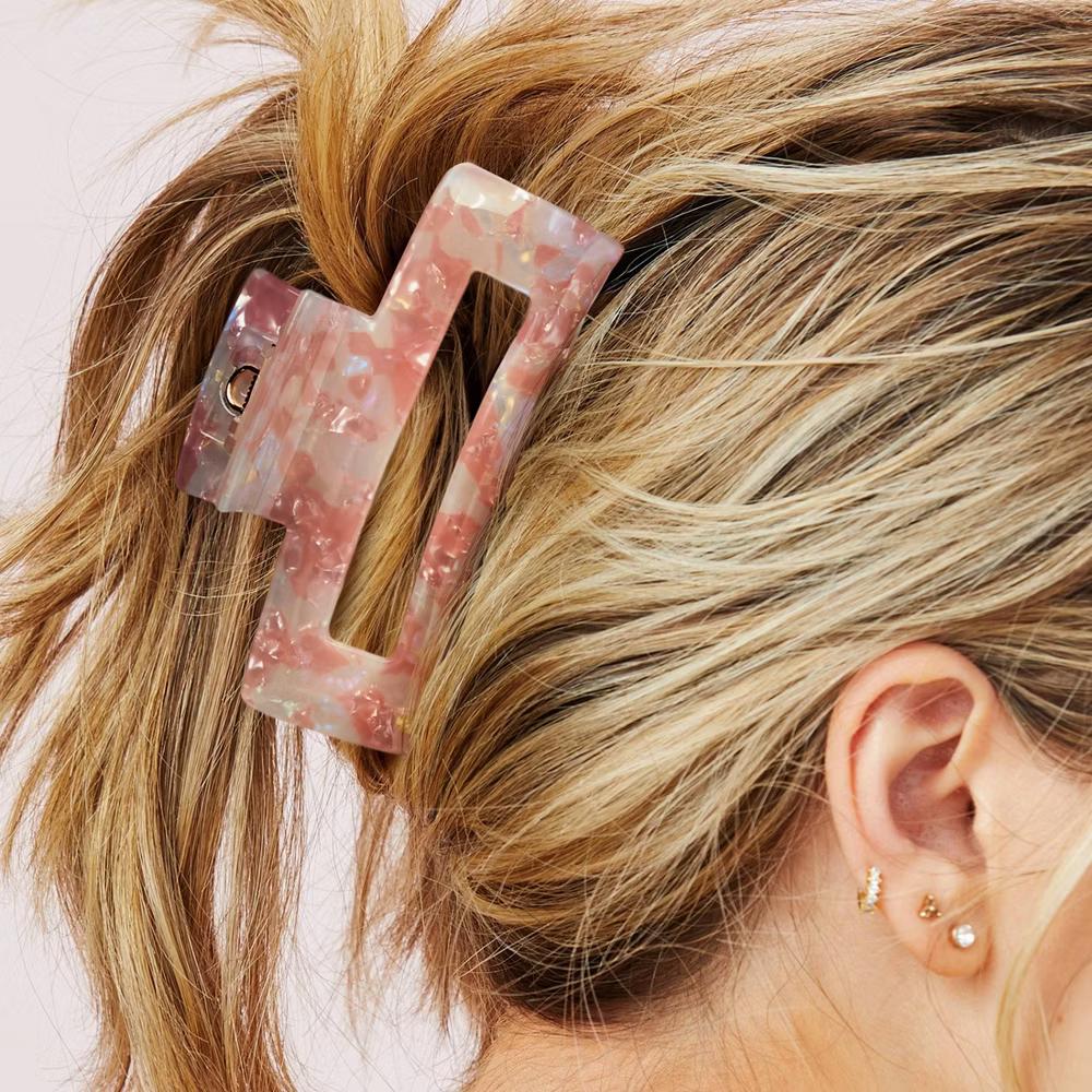 lüxe Acrylic Open Cut Rectangle Claw Clip - Pink: Hair Styling, All Hair Types, 1 Piece - Image 3