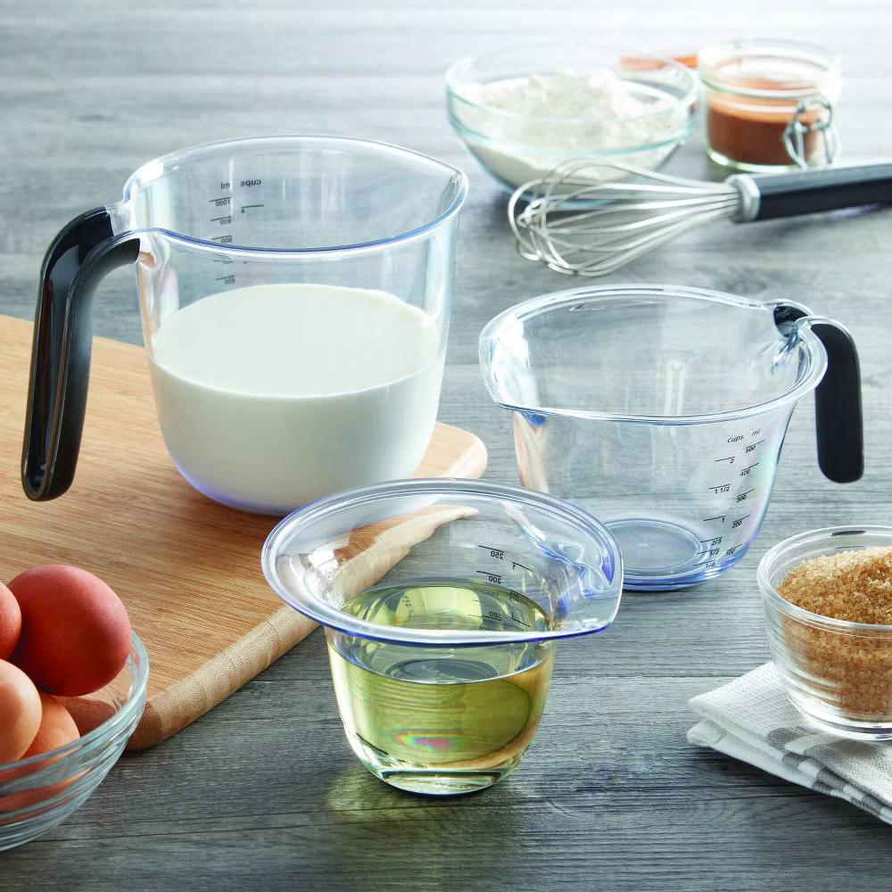 KitchenAid Set of 3 Measuring Cups: Plastic, Dishwasher-Safe, Easy-Pour Spout, 2, 1, & 4-Cup Stackable Design - Image 2