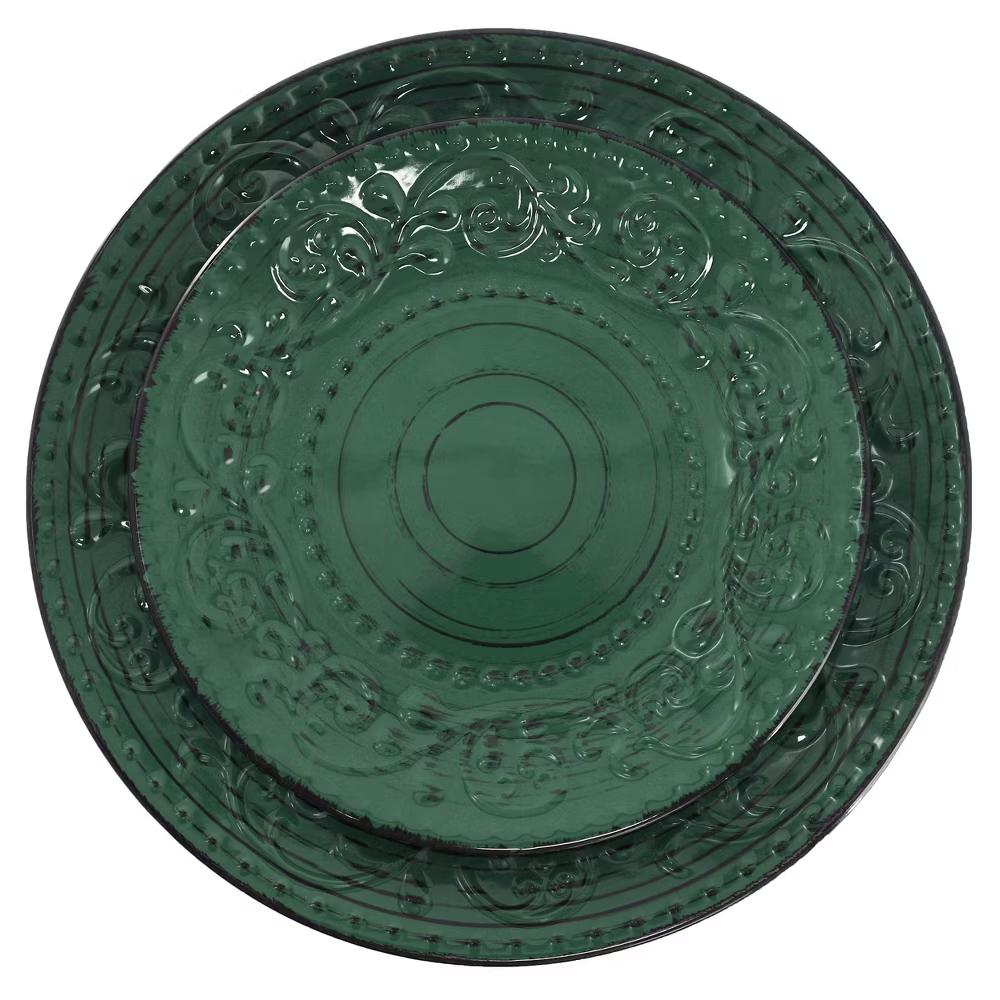 Malibu Sea Glass 16-Piece Dinnerware Set in Dark Green - Image 15