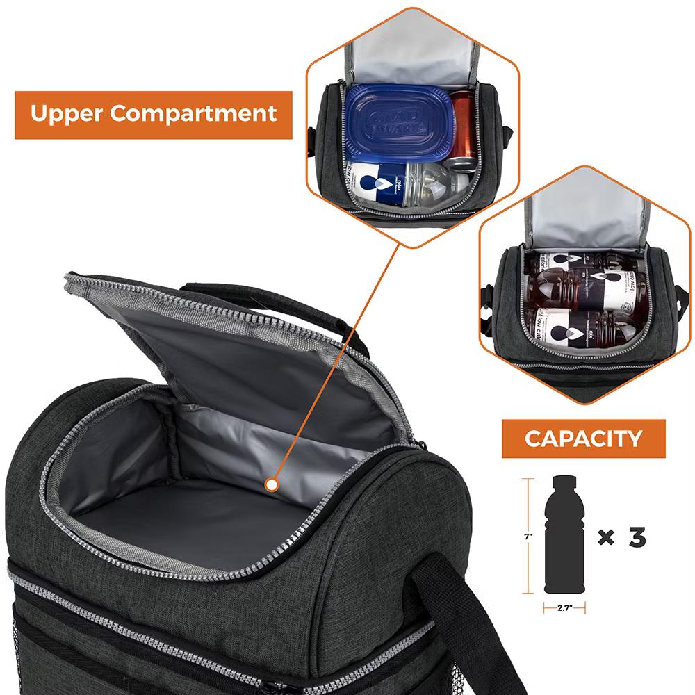 Double Decker Lunch Box Men Women, Insulated Leakproof Cooler Bag Adult Work, Dual Compartment Pail Tote Boys Girls Kids - Image 39