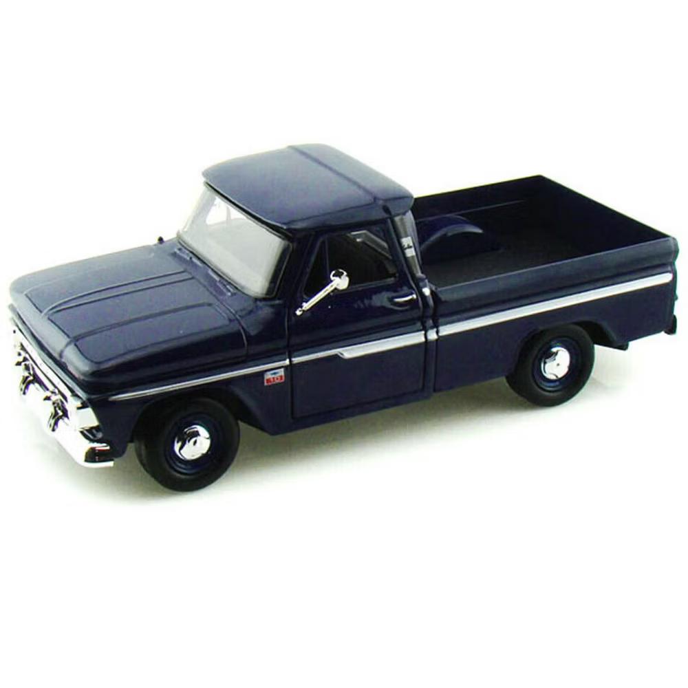 1966 Chevrolet C10 Fleetside Pickup Truck Dark Blue 1/24 Diecast Car Model - Image 2
