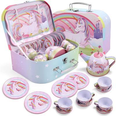 Unicorn Tea Party Set for Toddlers, Kids Tea Set, Pretend Role Play Tin Teapot Set Kitchen Toy for Girls, Halloween Birthday Gifts Age 3 4 5 6 - Image 6