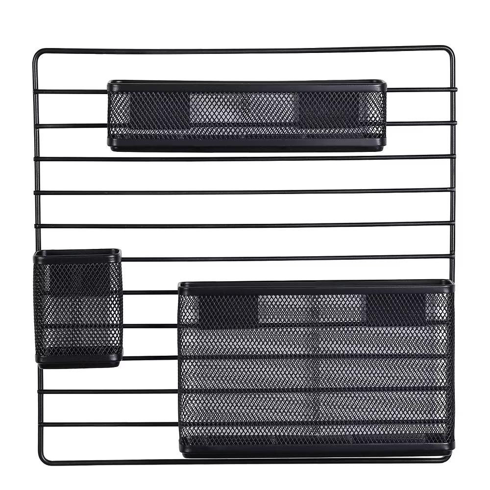 Mesh Additional Wall Organization Tools - Steel Desk & Office Wall Organizer Set, Black, 4 Pieces