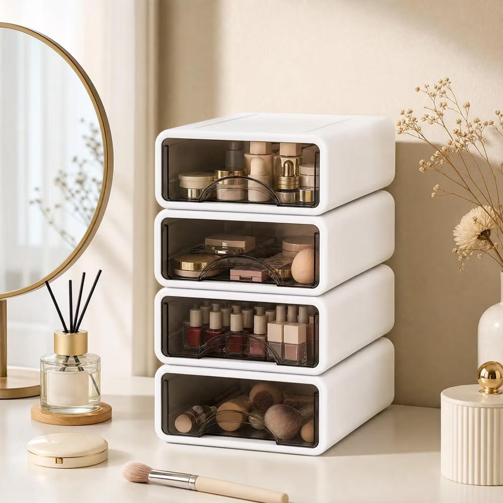 Stackable Storage Drawer with Dividers, Transparent PP Material Desktop Organizer, Durable Thickened Storage Container - Image 52