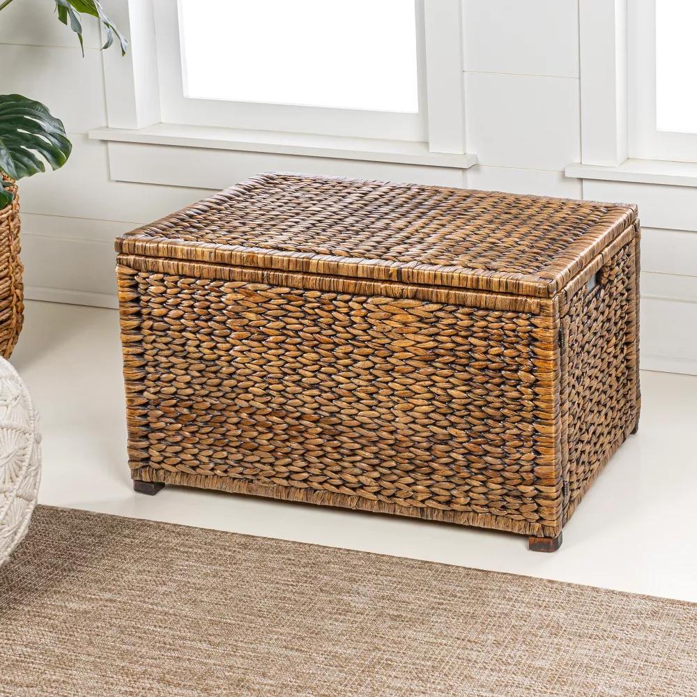 happimess Anada 30" Handwoven Wicker Weave Storage Trunk - Image 7