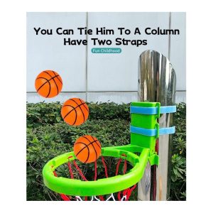 Basketball Hoop Playset with Suction Cups & Tying Straps, 2 in 1 Mini Basketball Hoop for Bathtub & Door with 3 Soft Balls for Toddlers 1-3
