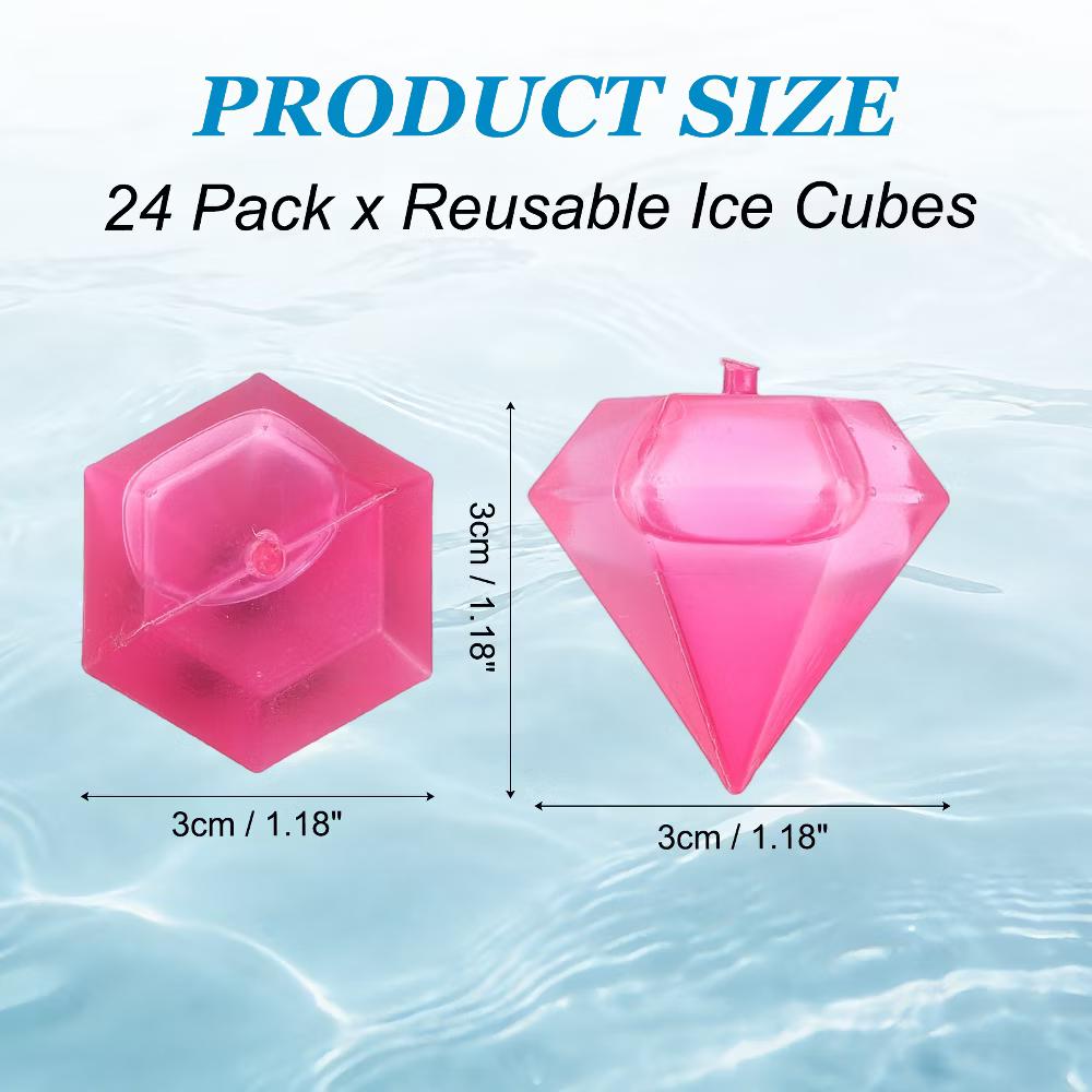 Plastic Reusable Diamond Shape Ice Cube Tray 3 x 3cm / 1.18 x 1.18 Inch Purple/Clear/Orange/Pink 24 Pcs - Image 5