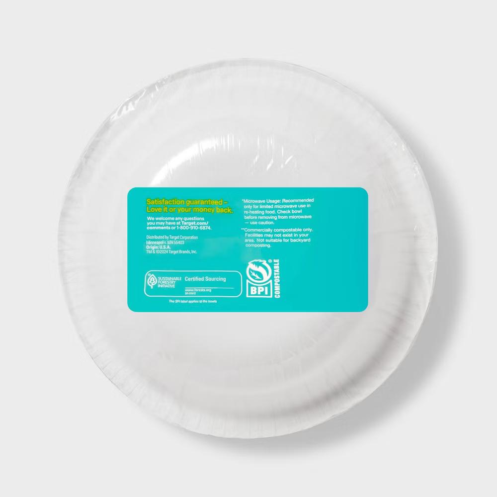 Watercolor Botanical Paper Bowl - 12oz/42ct - Round, Disposable Dinnerware, 6" Diameter - Image 3