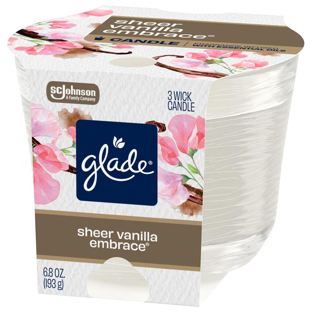 Glade 3 Wick Scented Candle in Glass Jar - Sheer Vanilla Embrace - 6.8oz: Indoor, 30-Hour Burn Time, Christmas & Thanksgiving Decor - Image 10