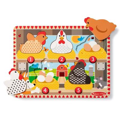 Happy Hens Push to Pop Wooden Puzzle, Montessori-Inspired Toddler Puzzle with Magnetic Pieces - Image 8