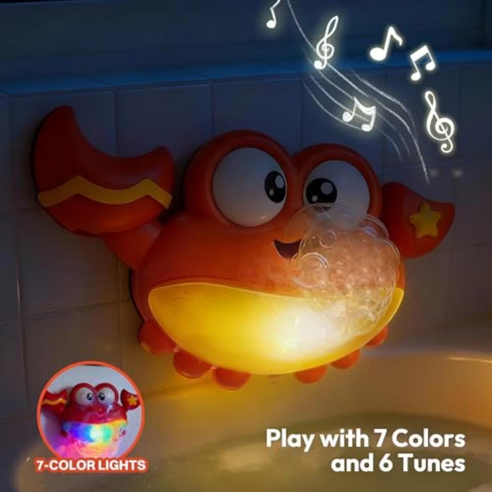 LED Bubble Crab Bath Toy for Toddlers 2-4, Automatic Bubble Machine with Music & Lights, Bathtub Sensory Toys, Easter Gifts for Kids Boys Girls - Image 2