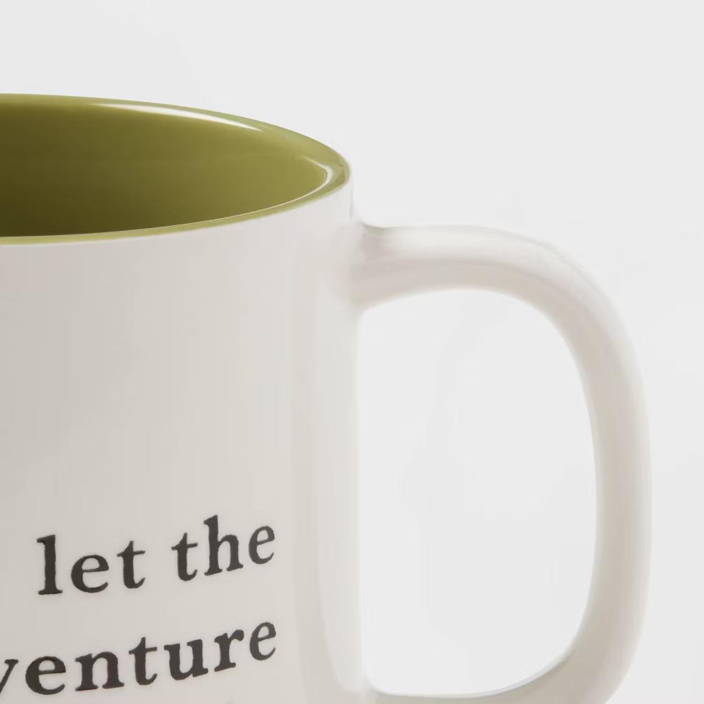 16oz Stoneware Let the Adventure Begin Mug Moss - Traditional Dark Green Coffee Mug, Dishwasher & Microwave Safe - Image 3