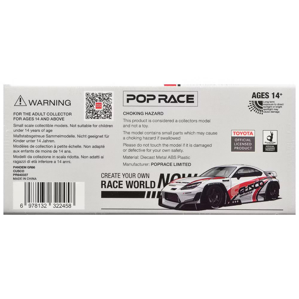 Toyota Pandem GR86 "Cusco" White with Racing Graphics 1/64 Diecast Model Car - Image 6