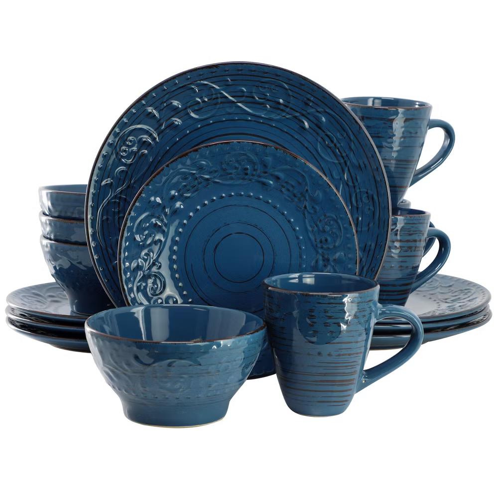 Malibu Sea Glass 16-Piece Dinnerware Set in Dark Green - Image 4