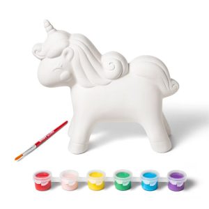 Paint-Your-Own Ceramic Unicorn Kit - Painting Kit with Brush & Paint, Ceramic Animal Craft for Ages 8+