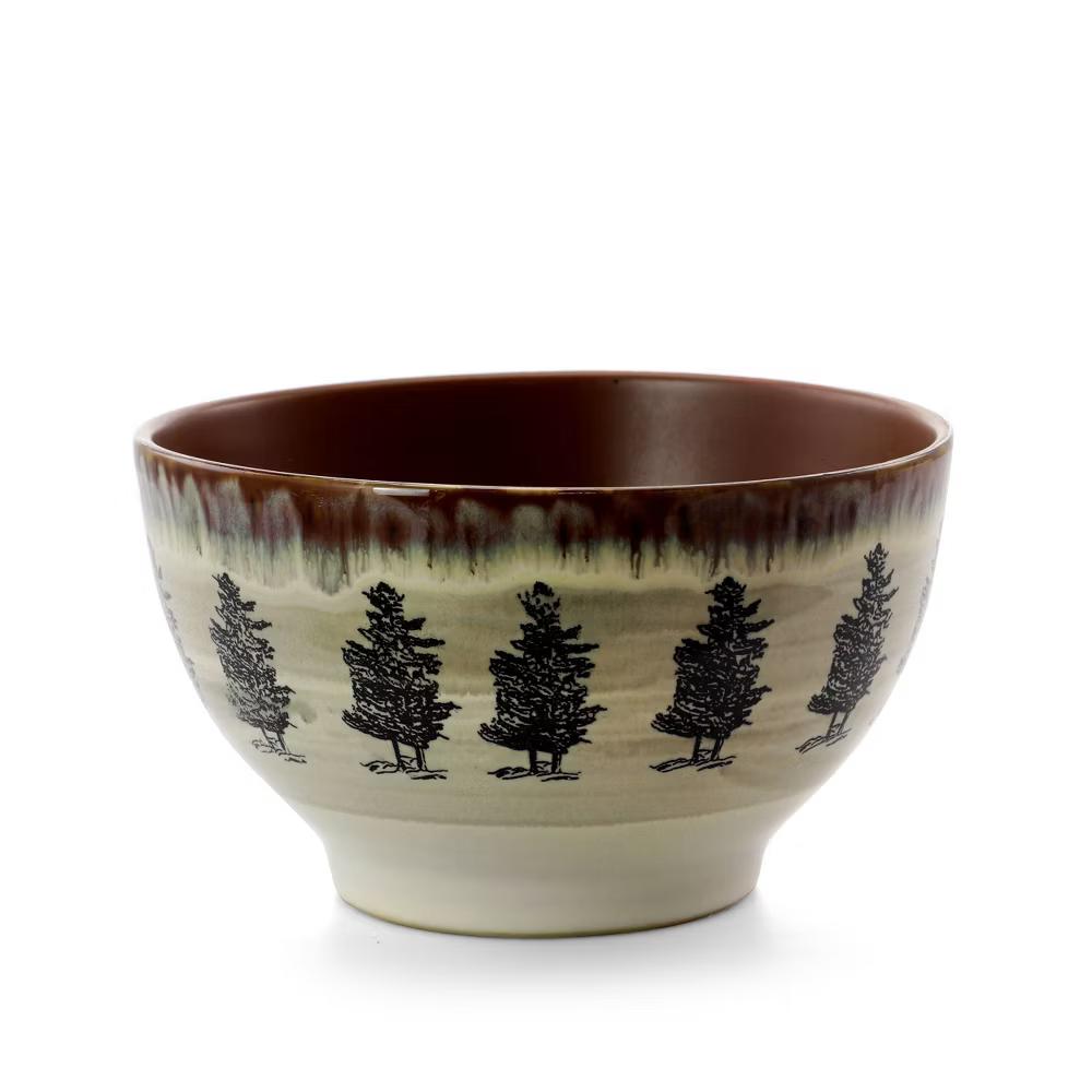 16pc Stoneware Forest Cabin Dinnerware Set Brown - Microwave & Dishwasher Safe, Service for 4, Forest Animals Pattern - Image 9