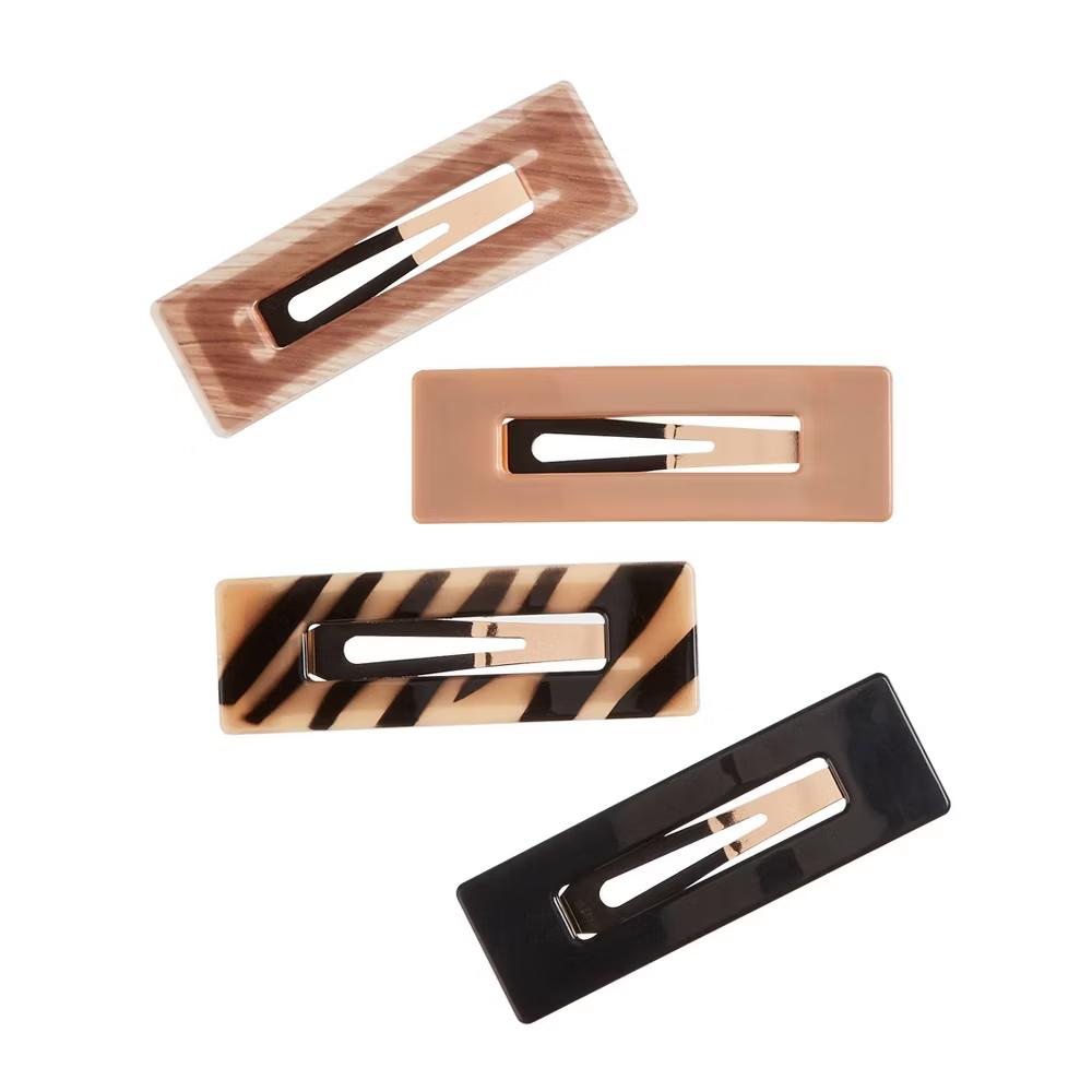 Large Rectangle Fashion Snap Clips - Assorted Colors - All Hair - 4pcs - Image 6