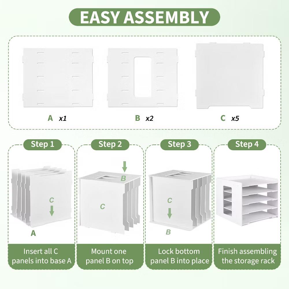 Multi-Layer Desktop File Organizer, Adjustable A4 Paper Storage Rack, Waterproof PVC Wood Plastic Board, Office Desk Folder Holder - Image 9