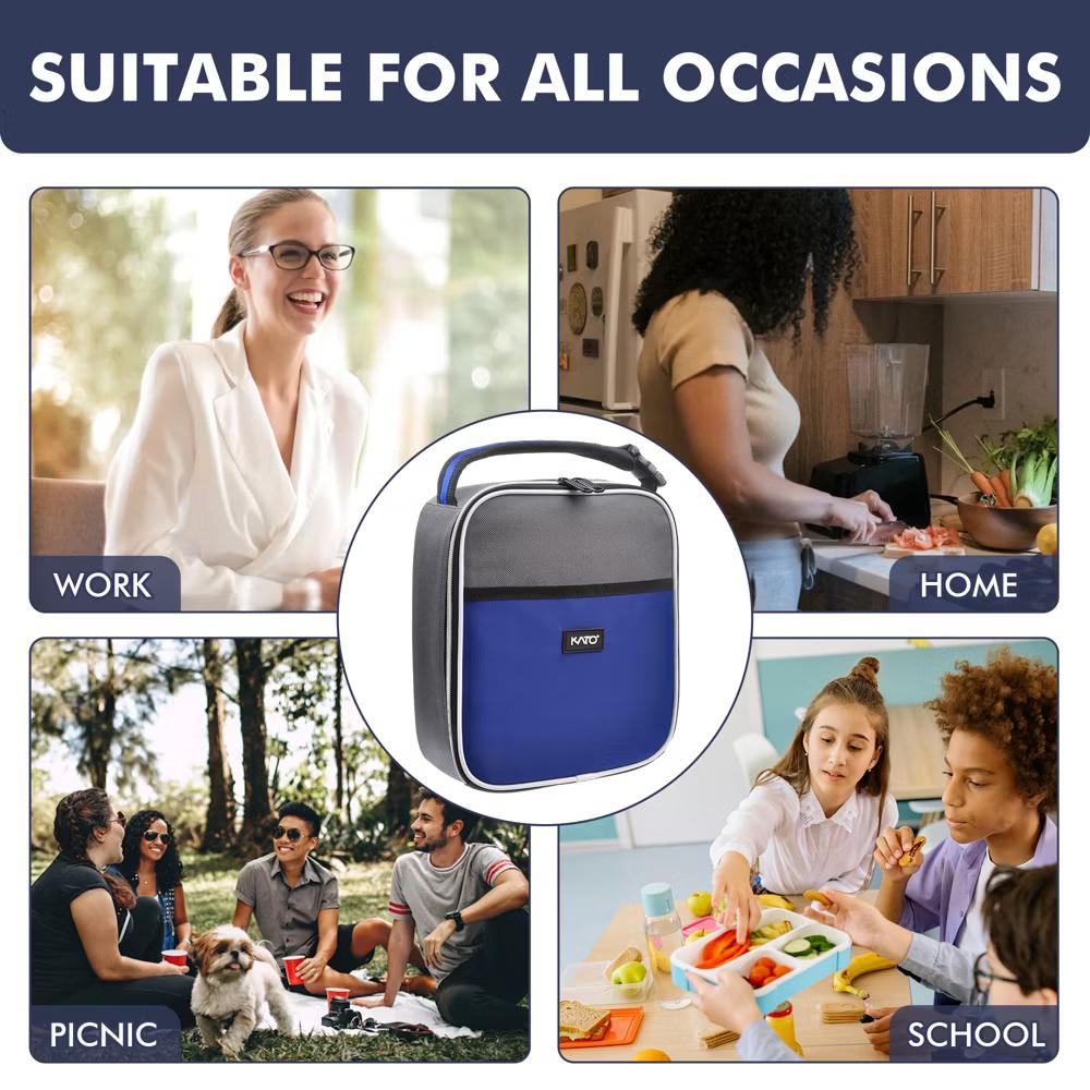 Small Insulated Lunch Tote Bag for Adult Kid, Leak-proof Portable Lunch Box for Man Woman with Dual Zipper Closure, 8.5x4x9.5 Inches - Image 13