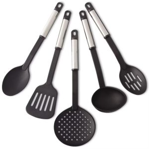 Farberware 5-Piece Nylon Cooking Utensil Set Stainless Steel Handles Kitchen Tool Set