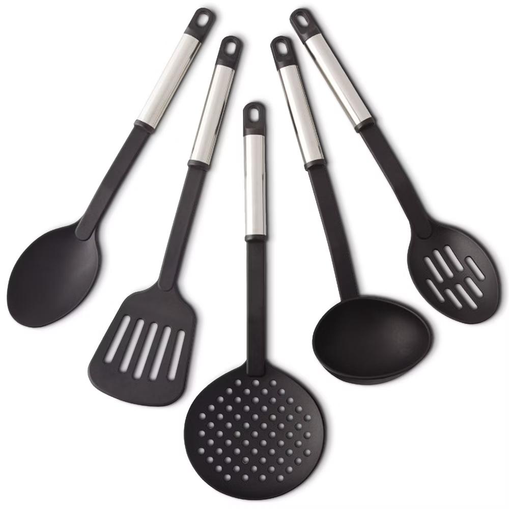 Farberware 5-Piece Nylon Cooking Utensil Set Stainless Steel Handles Kitchen Tool Set
