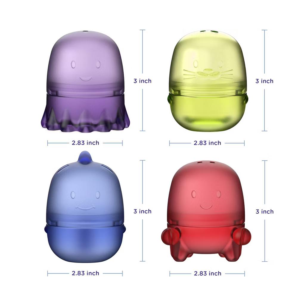 Ubbi Interchangeable Bath Toys Round - Translucent 4pc - Image 3