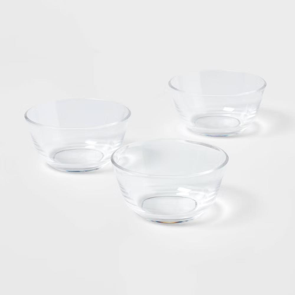 8oz 3pk Plastic Mini Bowls - Clear Snack Bowls, Dishwasher-Safe, Small Round Dining Set - Image 3