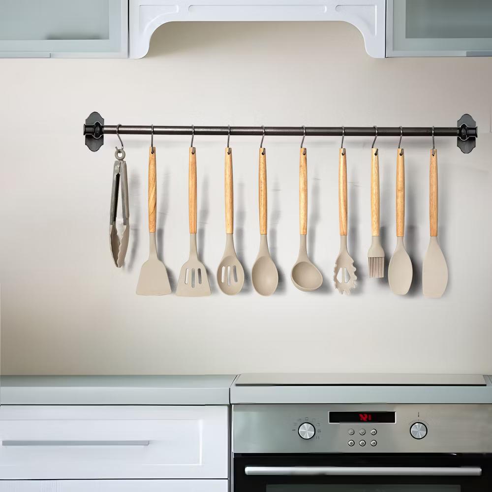 Lux Decor Cooking Utensil Set 35 Piece Silicone and Wood Kitchen Utensil Set with Holder Non Stick Kitchen Gadgets & Tools - Image 16