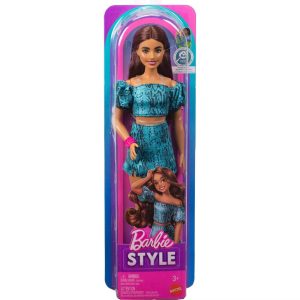 Fashionistas Style Doll #250 in Turquoise Snake Print Skirt Turquoise Snake Print Top Brown Hair