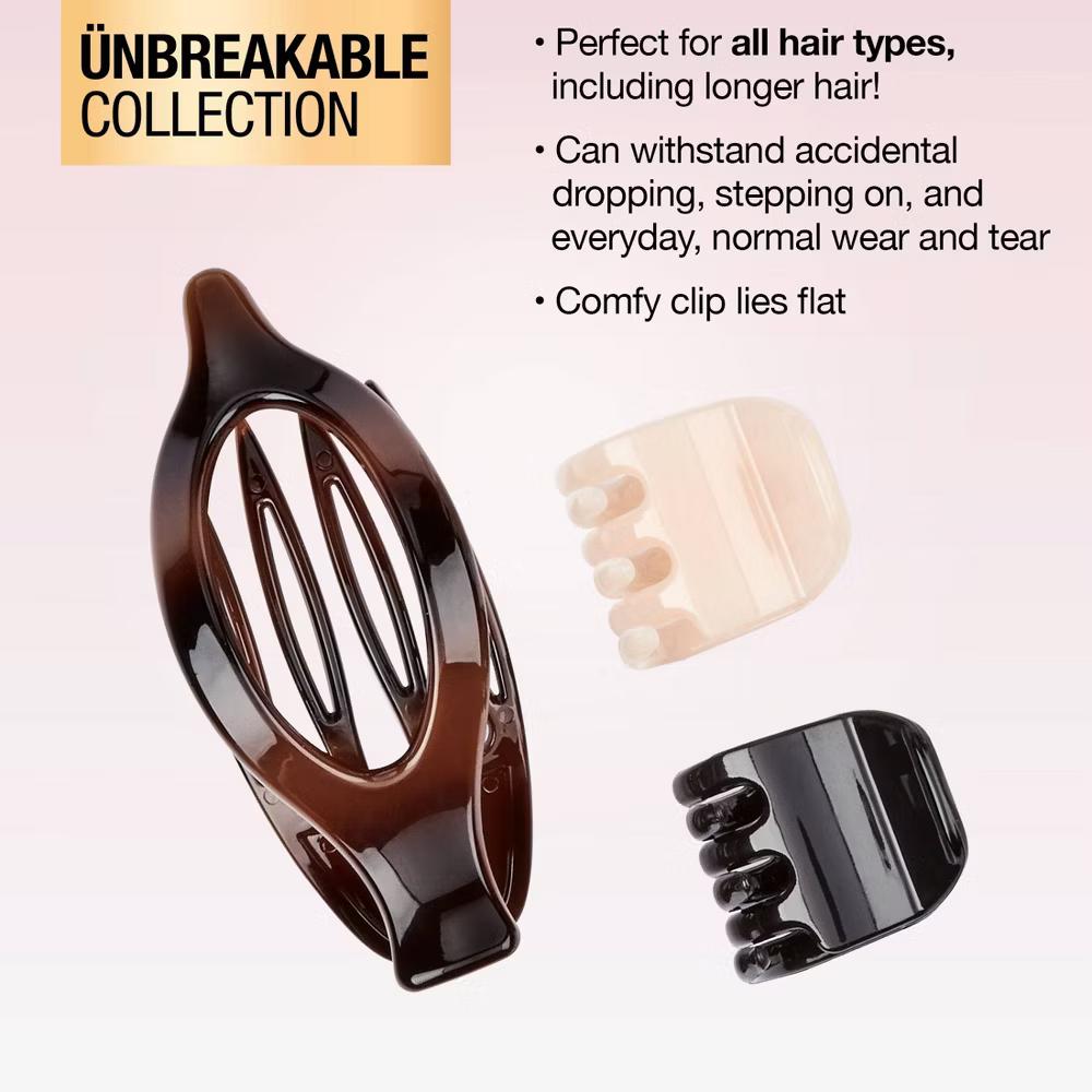 The Unbreakable Collection Flat & Chunky Claw Clips - All Hair - 3pcs: Hair Styling, Nylon - Image 6