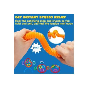 18/36 Pack 9 Colors Pop Tubes, Fidget Tubes Party Favors, Connectable and Extendable for Stress Relief