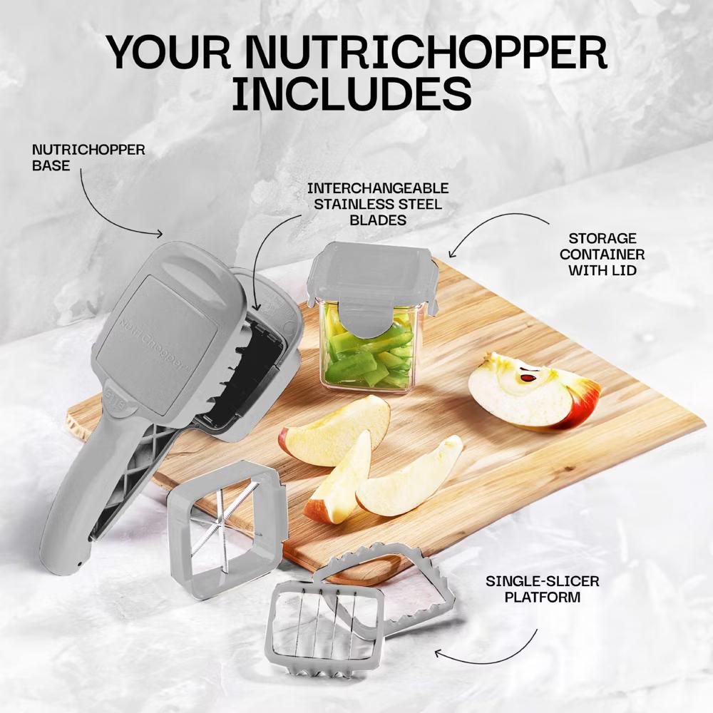 NutriChopper Handheld Vegetable and Fruit Chopper with 4 Stainless Steel Blades & Catch Container - Image 20