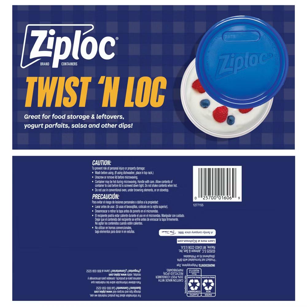 Ziploc Twist 'n Loc Food Storage Containers for School Lunch and Meal Prep - Variety Pack - 8ct - Image 5